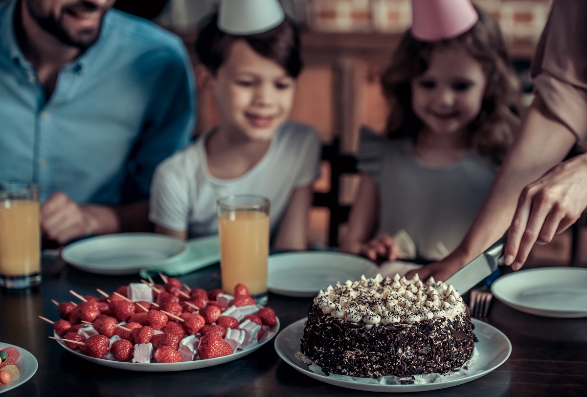 family celebrating birthday