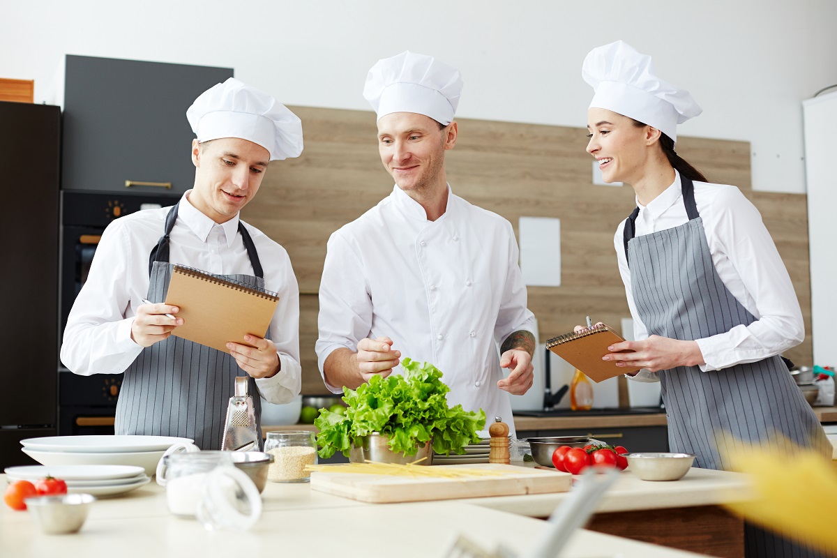 chef giving lecture at cooking class