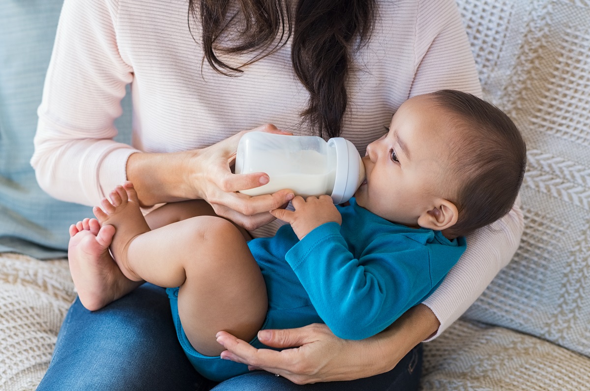 infant drinking milk